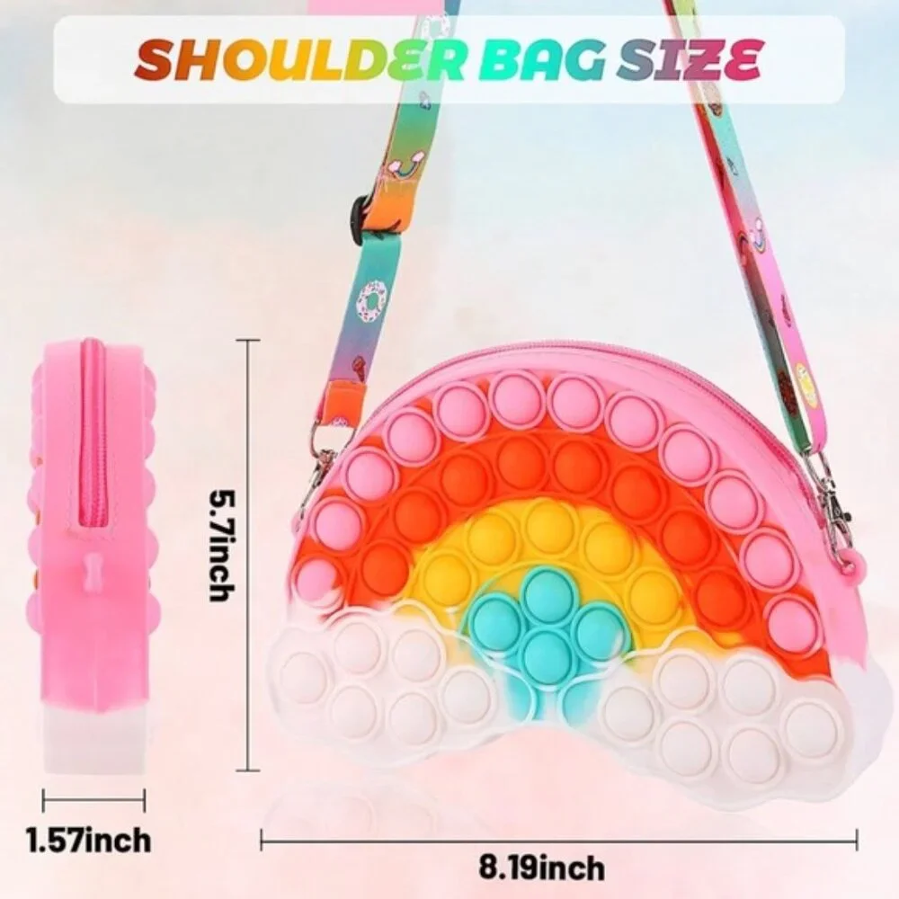 Pop Fidget | Rainbow Shoulder Bag Pop Fidgets Bag Purse for Girls